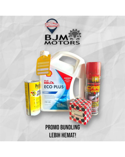 Oli Mesin Mobil Shell Helix Eco Plus LCGC 5W-30 (3L)+ Bundling