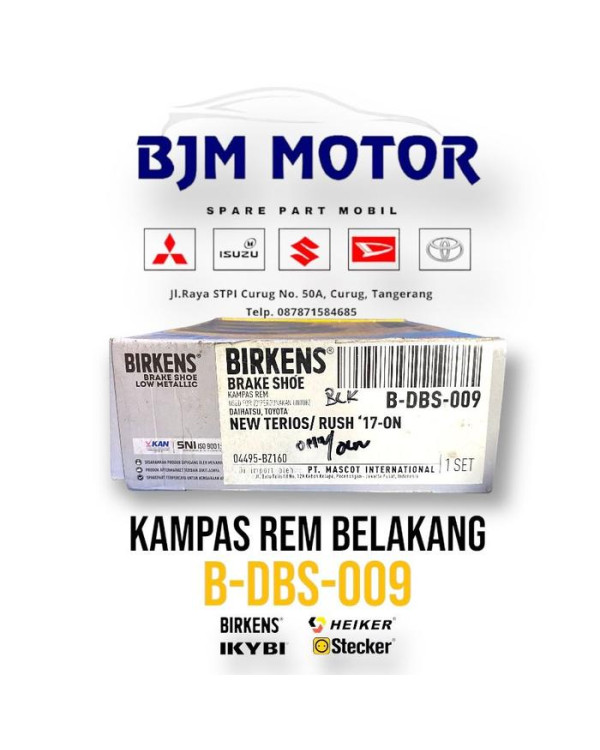 Kampas Rem Belakang New Terios/Rush 17-ON BIRKENS